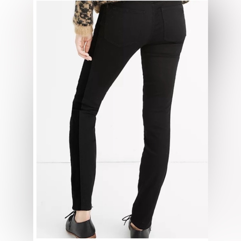 Madewell Midrise Skinny Velvet Tuxedo Stripe Black Jeans Size 27 - Picture 5 of 12